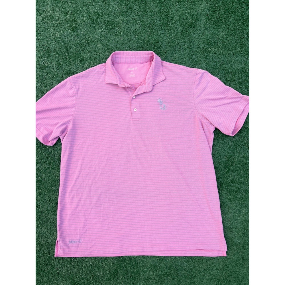 Johnnie-O‎ Mens Hoover Prep-Performance Polo Shirt Pink Striped XL JMPO5350